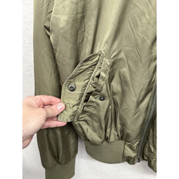 Pacsun‎ Bomber Jacket Mens Medium Army Green Casual Military - Picture 5 of 9